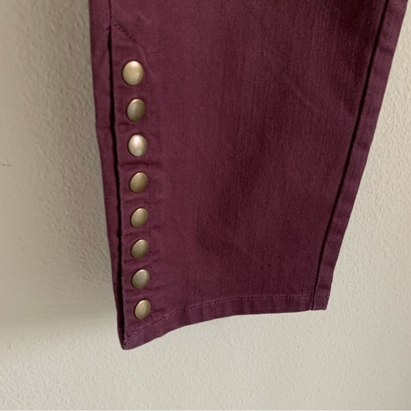Soft Surroundings Wine Colored Crop Pants with Metal Detail - Picture 2 of 5